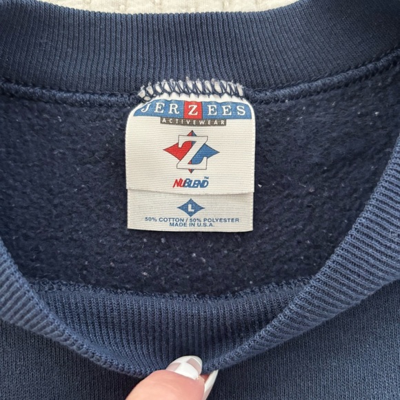 Vintage 90's Navy Blue Morning Sun Floral Graphic Crewneck Sweatshirt Size Large - Picture 7 of 10